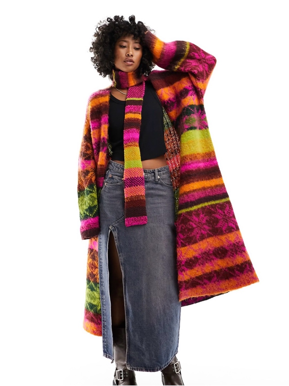 Free People - Snowflake Tie Waist Long Cardigan - Longline Duster - Size Medium